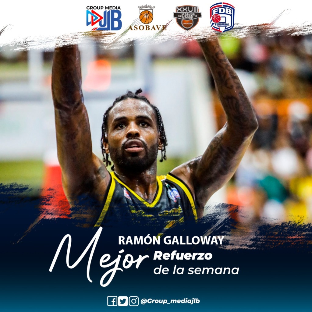 Ramon Galloway elegido Jugador Refuerzo de la semana en el XXVIII Torneo de baloncesto superior de la Vega 2022, Premiación hecha por Group Media, Producciones Deportivas JLF